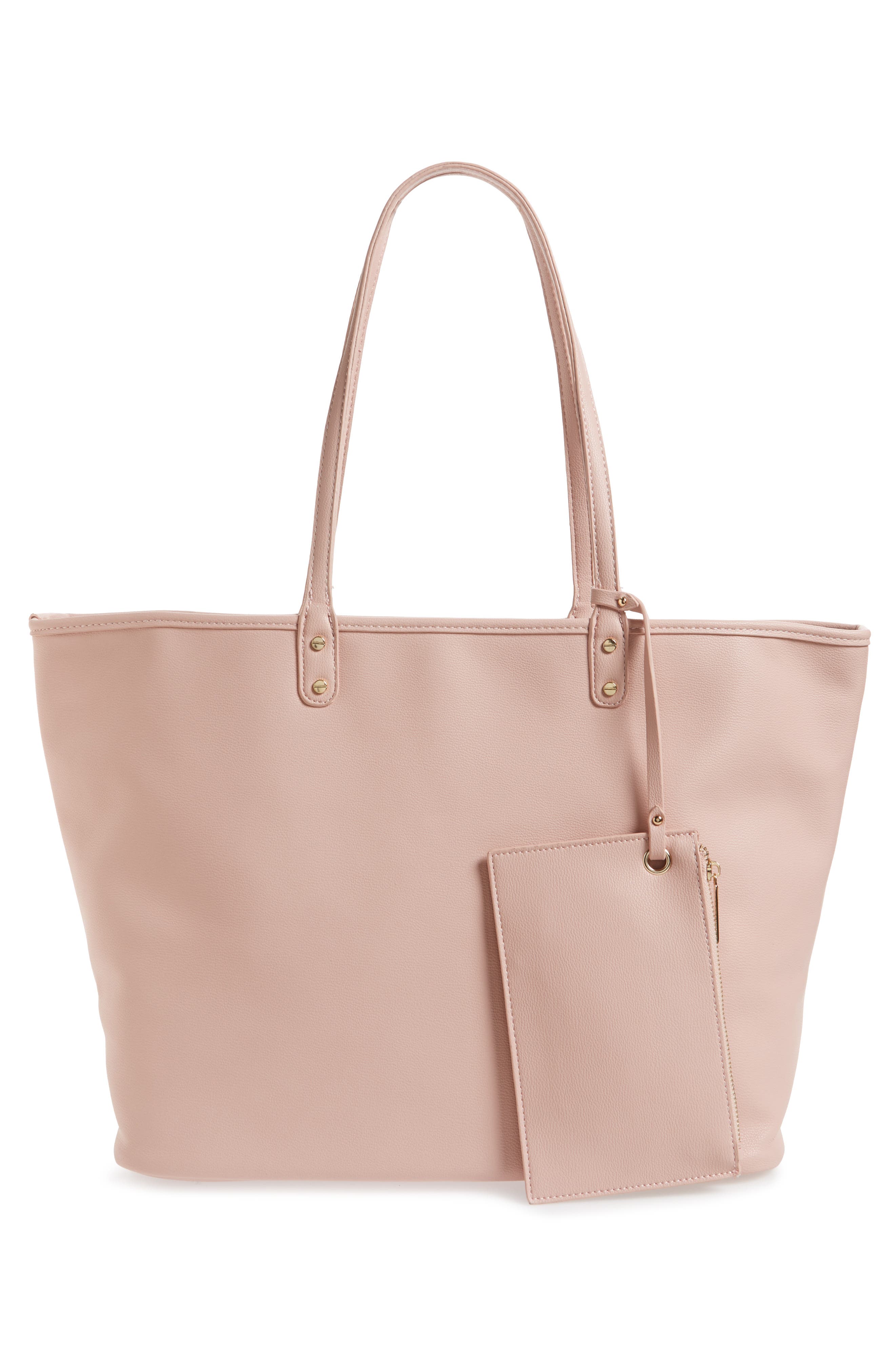 Reversible Vegan Leather Tote, Alternate, color, BLUSH