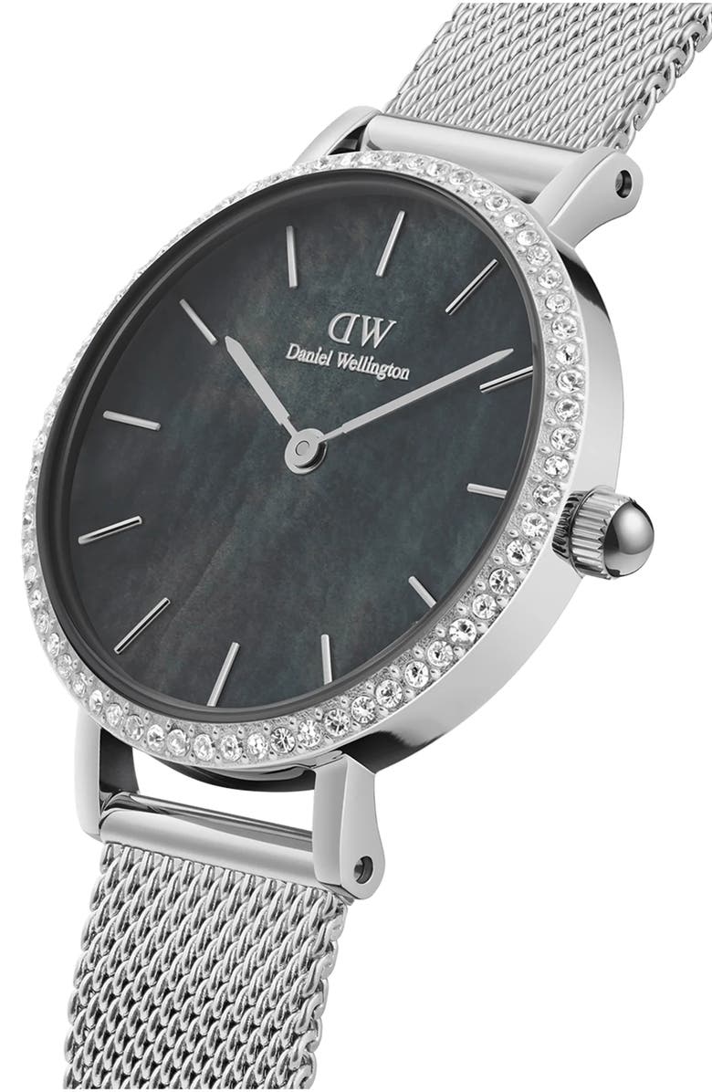 Daniel Wellington Petite Lumine Mesh Strap Watch, 28mm, Alternate, color, Silver
