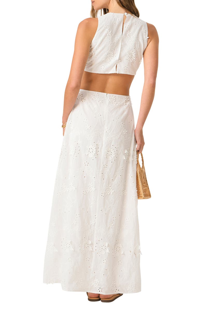 PQ SWIM Tavi Eyelet Sleeveless Cover-Up Maxi Dress, Alternate, color, 