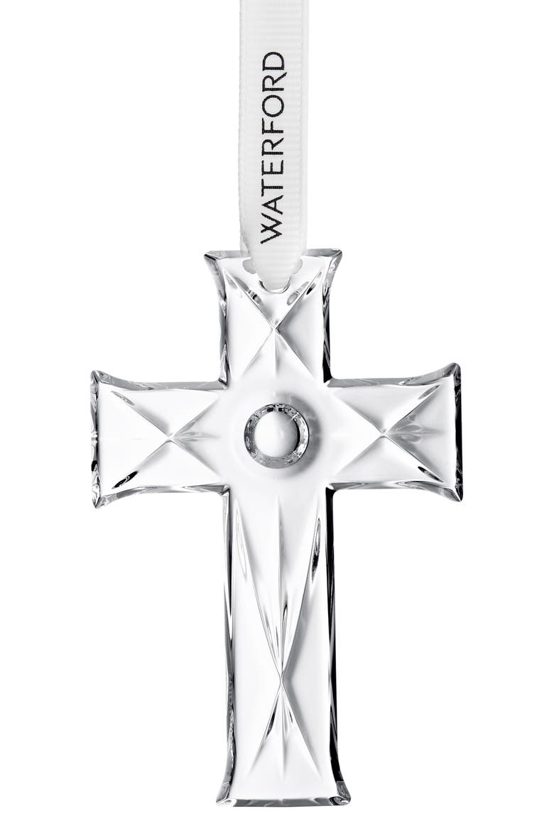 Mini Cross Crystal Ornament, Alternate, color, NO COLOR