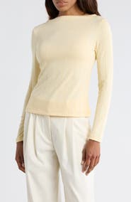JASON WU Boat Neck Long Sleeve Ribbed Top
