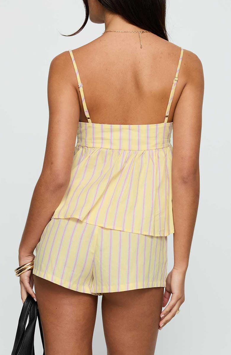 Princess Polly Solaris Stripe Cotton Camisole & Shorts Set, Alternate, color, Yellow