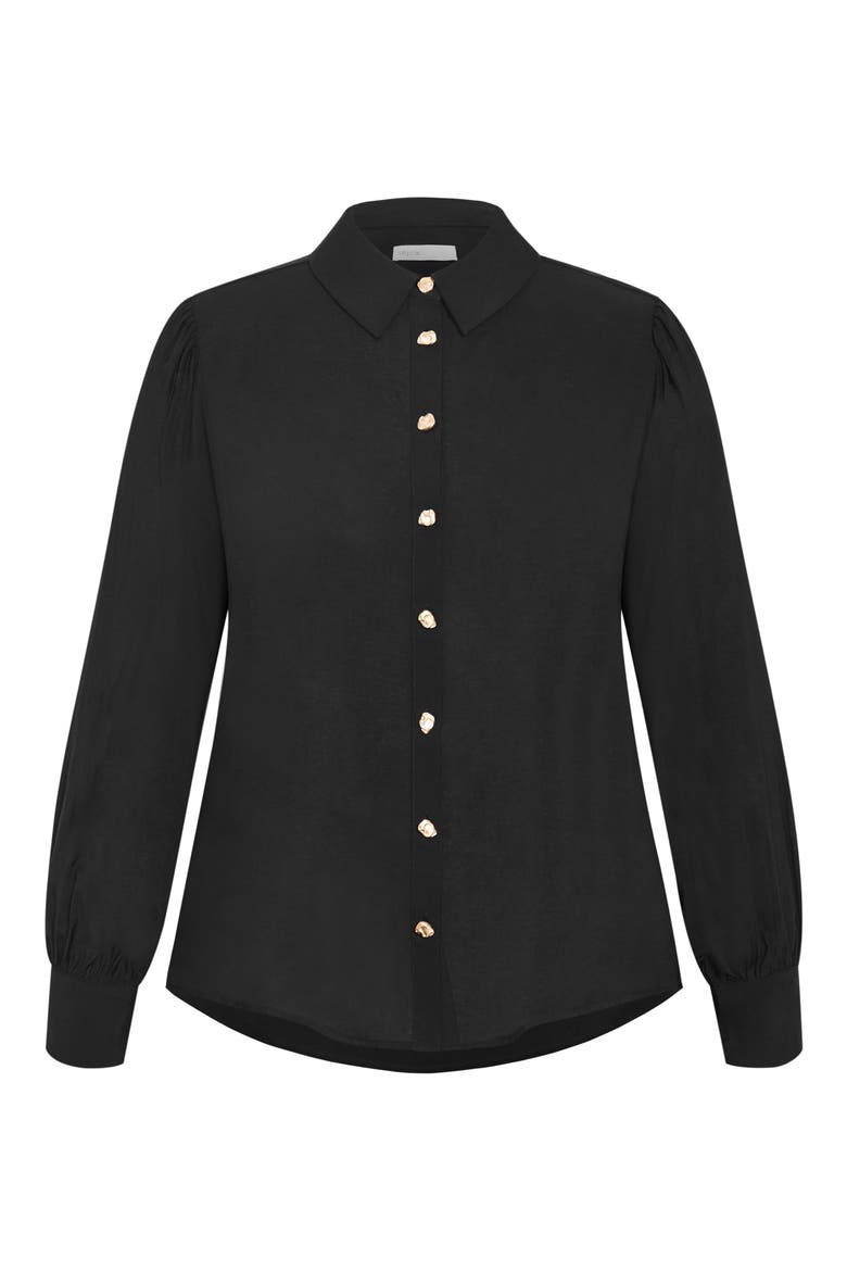 Alana Button Detail Shirt, Alternate, color, BLACK