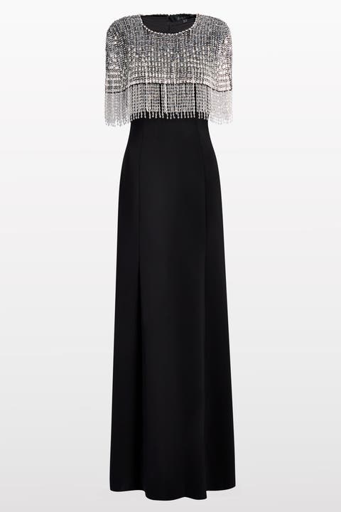 Sabine Beaded-Fringed Maxi Dress