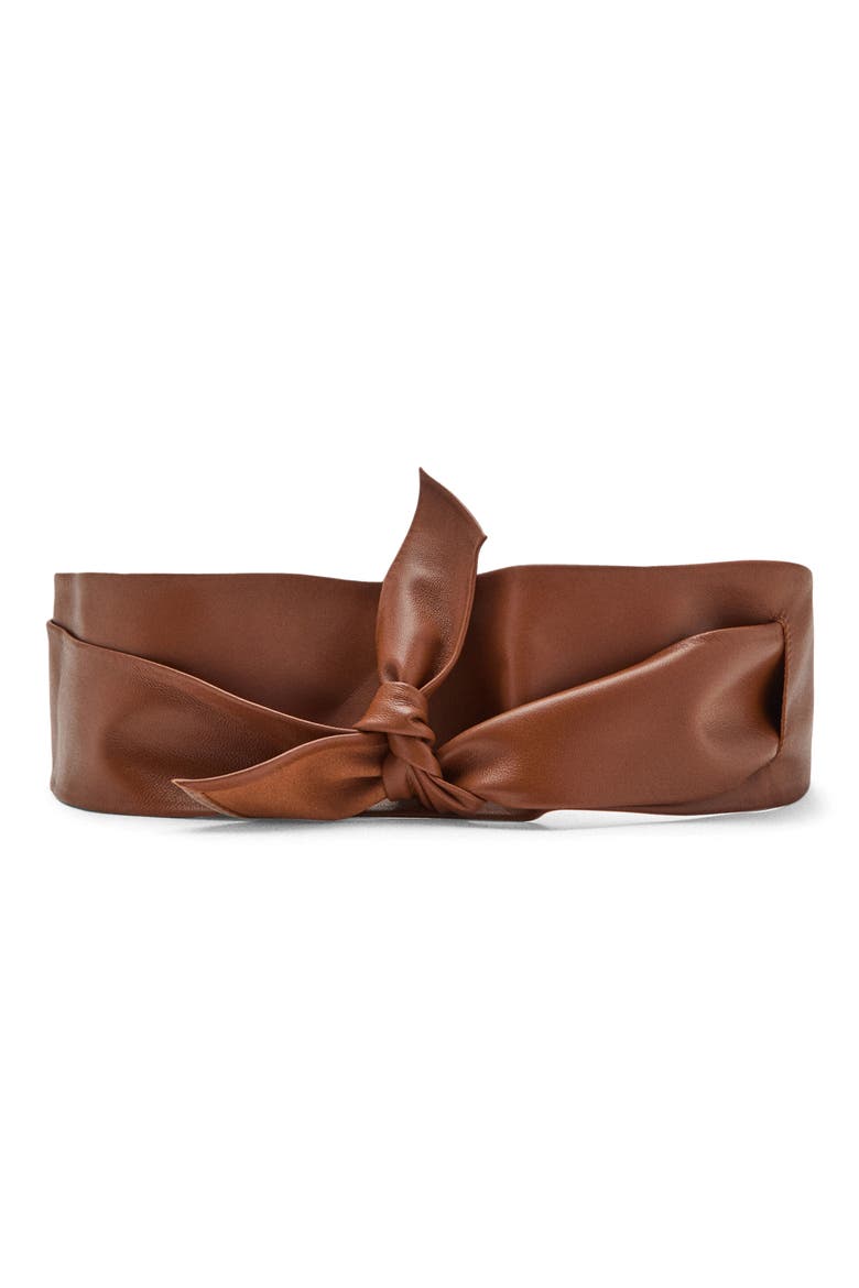 Leather Cummerbund Belt, Main, color, BROWN