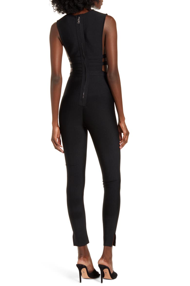 Marilyn Cutout Jumpsuit, Alternate, color, BLACK
