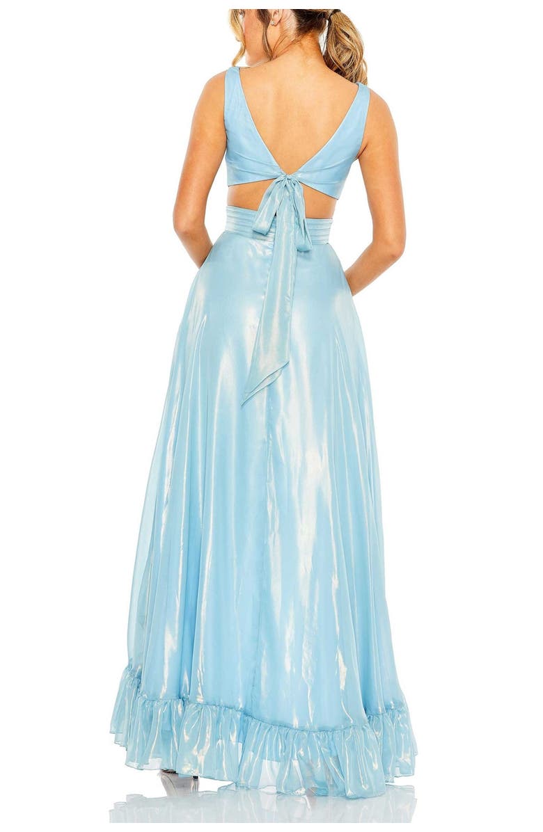 Mac Duggal Side and Back Cut Out High Low Ruffle Gown, Alternate, color, Powder Blue
