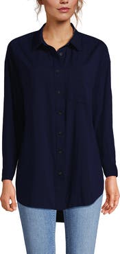 Lands' End Plus Size Cotton Voile Billowy Oversized Shirt