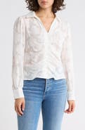 Adrianna Papell Ruched Burnout Button-Up Shirt