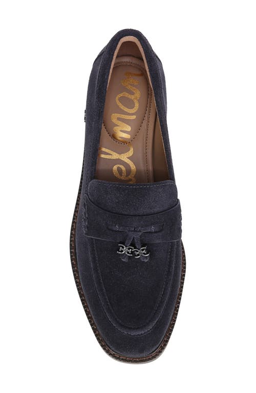 Sam Edelman Denise Tassel Penny Loafer Midnight Blue Suede In Blue