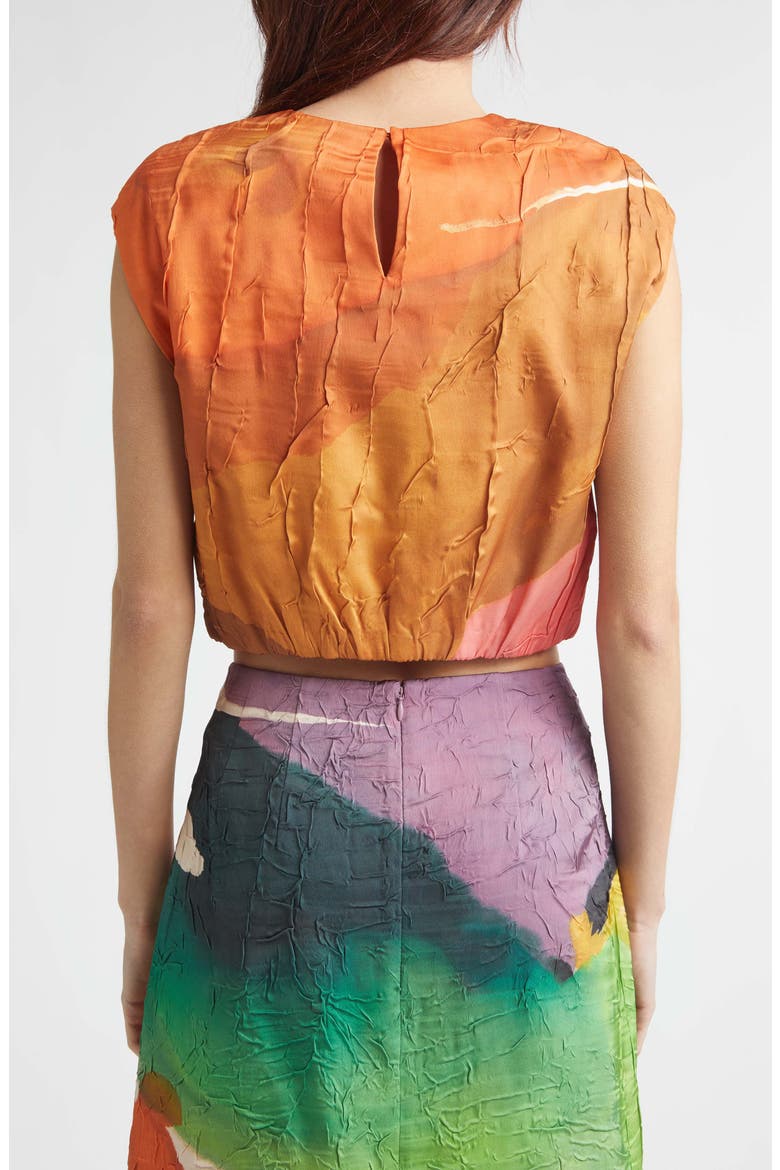 Gisella Crinkle Satin Crop Top, Alternate, color, NATURE ABHORS A VACUUM