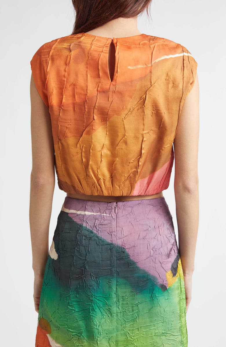 Ulla Johnson Gisella Crinkle Satin Crop Top, Alternate, color, Nature Abhors A Vacuum