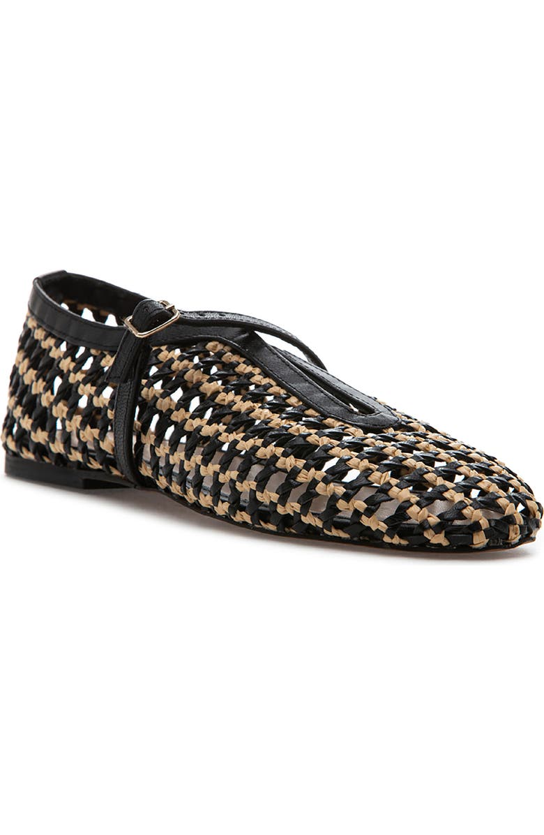 275 Central Izabel Woven Raffia Ballet Flat, Main, color, Black