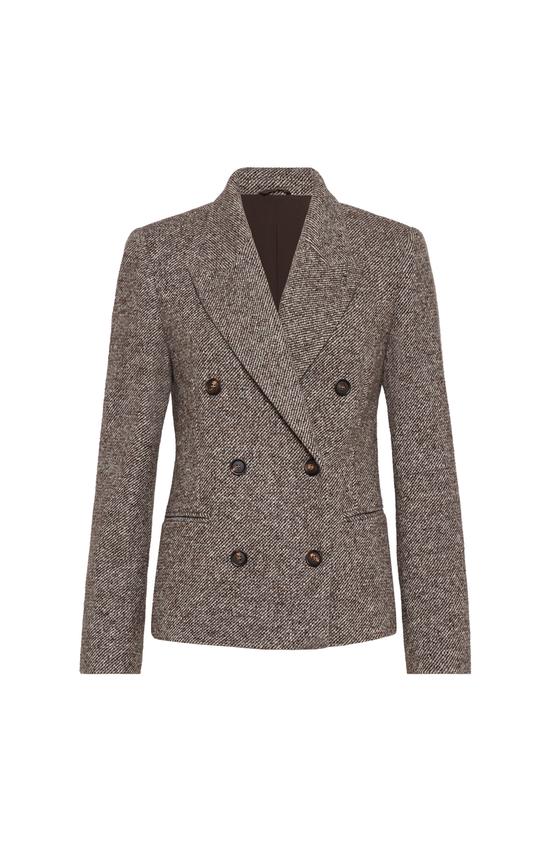 Brunello Cucinelli Mélange diagonal blazer, Main, color, Brown