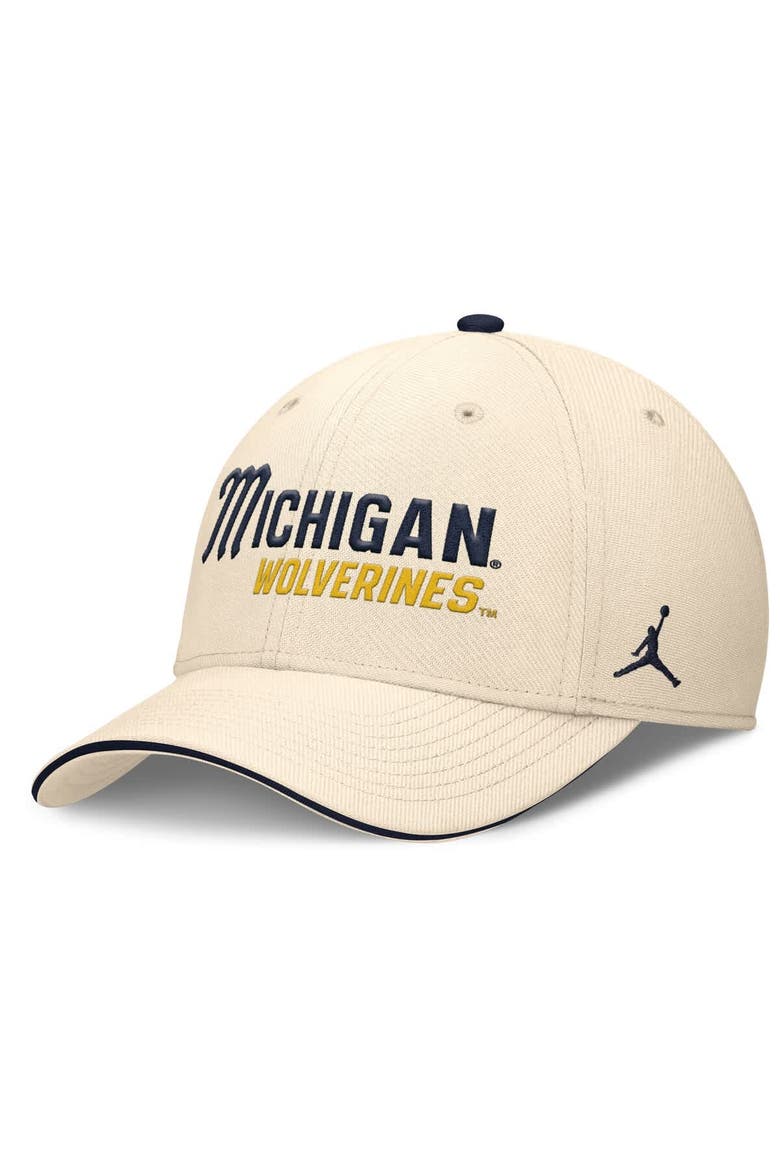 Men's Jordan Brand Natural Michigan Wolverines 2026 Primetime Swooshflex Hat, Main, color, Natural