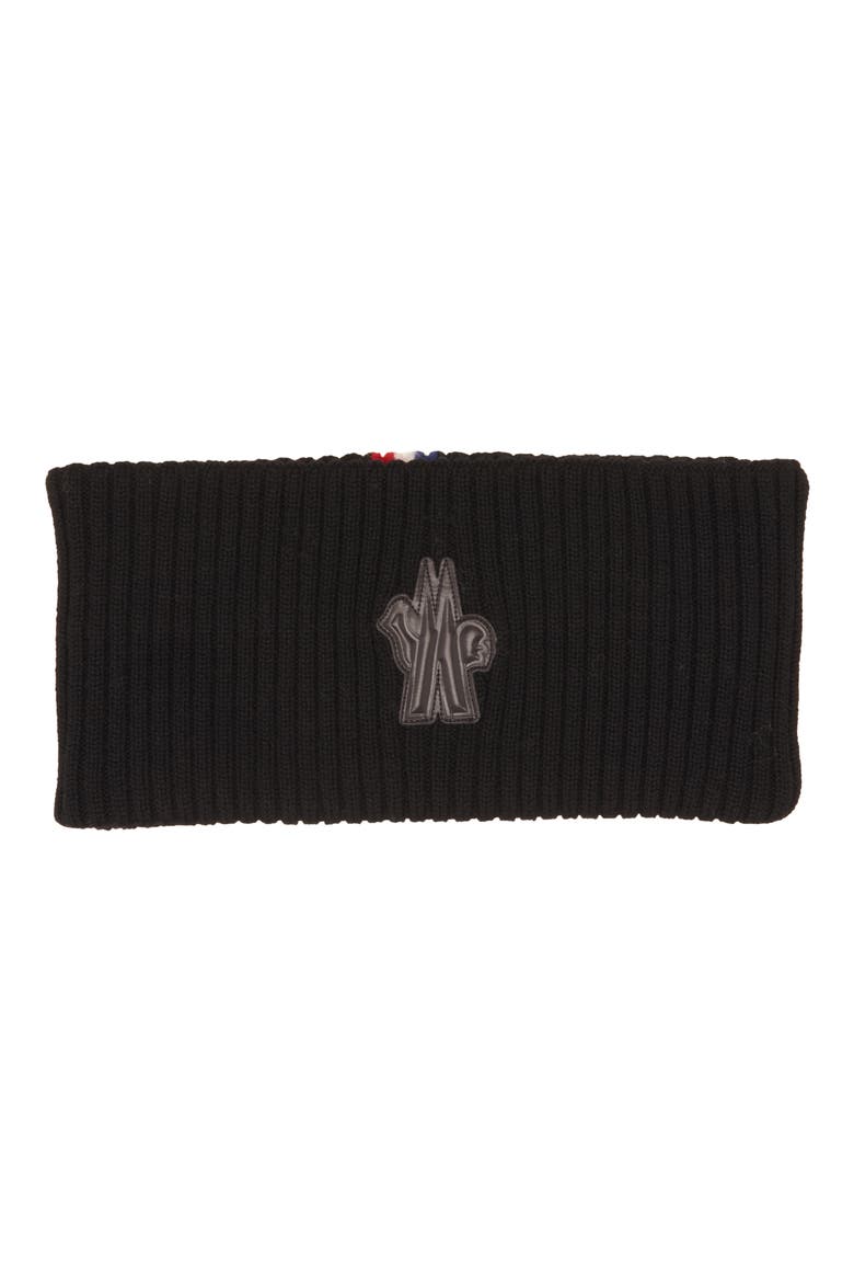 Logo Embroidered Virgin Wool Rib Headband, Main, color, BLACK