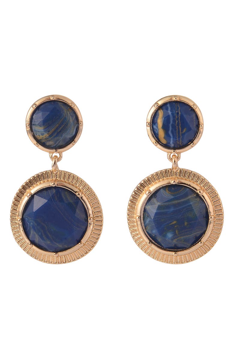 RACHEL Rachel Roy Round Semiprecious Stone Drop Earrings, Alternate, color, Blue