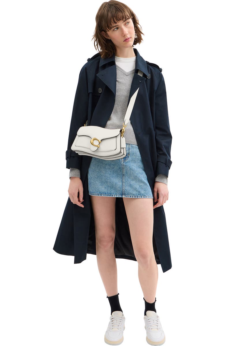 COACH Twisted Tabby Leather Shoulder Bag, Alternate, color, Chalk