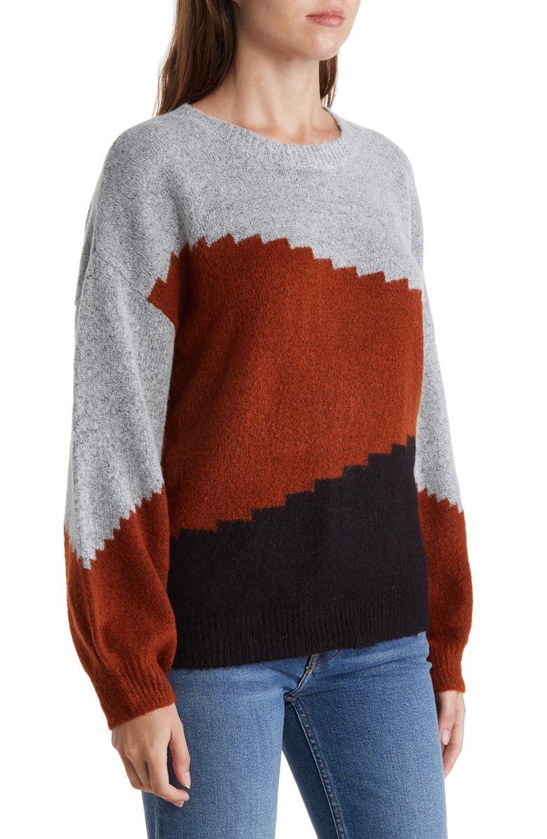 Blu Pepper Etched Colorblock Sweater, Alternate, color,