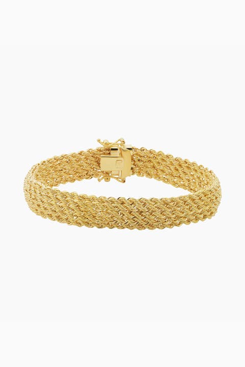 18K Yellow Gold Roman Rope Quartet Bracelet