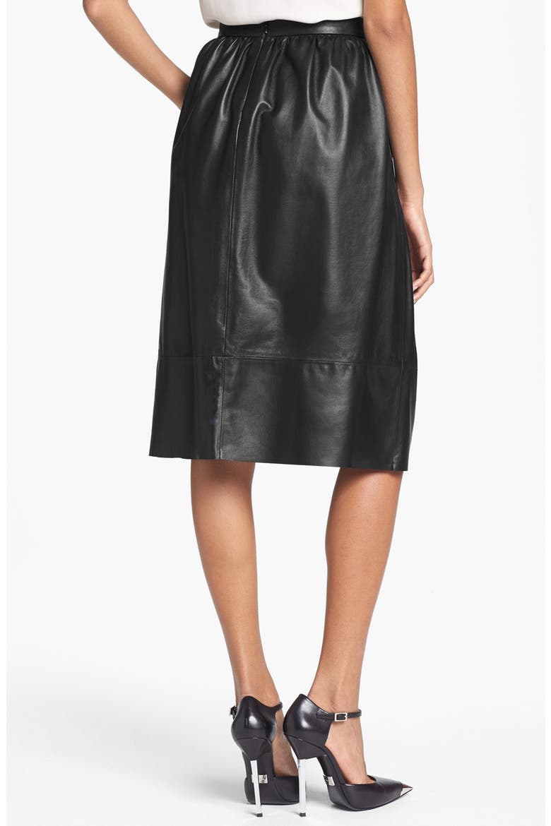 'Gelsey Prud' Leather Skirt, Alternate, color, BLACK