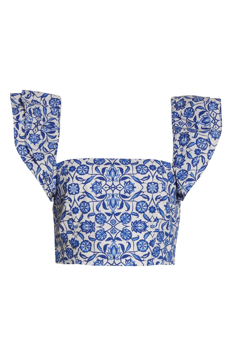 Cara Cara Darby Flutter Sleeve Cotton Crop Top, Alternate, color,