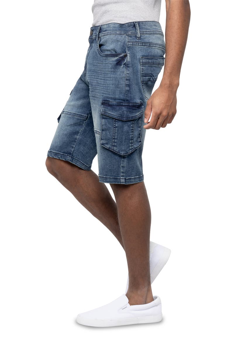 Denim Cargo Shorts, Alternate, color, MEDIUM WASH