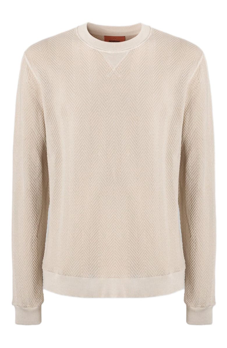 Missoni Crew-neck Cotton And Viscose Sweatshirt With Tone-on-tone Zigzag Pattern, Alternate, color, Beige