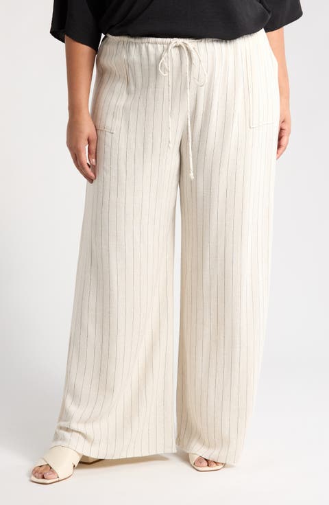 Stripe Wide Leg Pants (Plus)