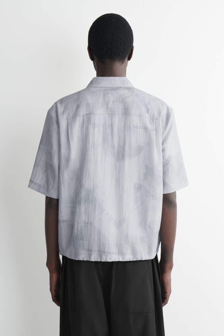 Textured Drawstring-hem Shirt, Alternate, color, BLUE / PRINTED