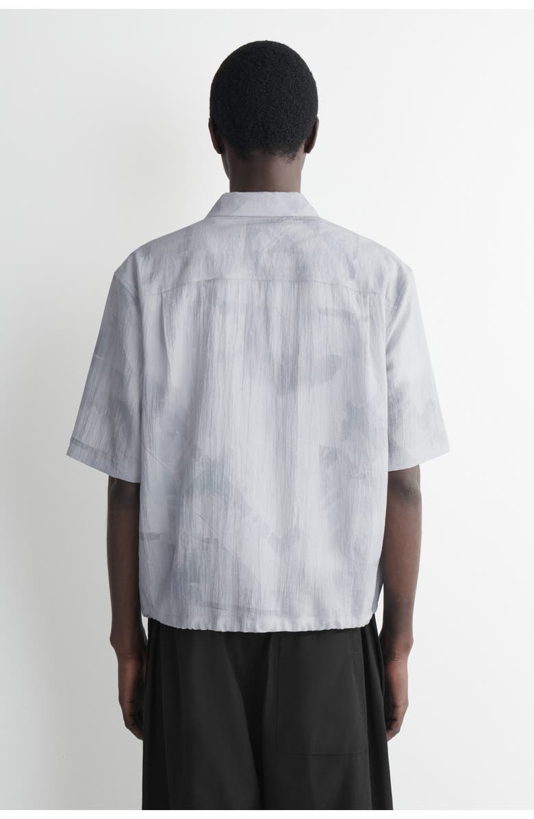 COS Textured Drawstring-hem Shirt, Alternate, color, Blue / Printed
