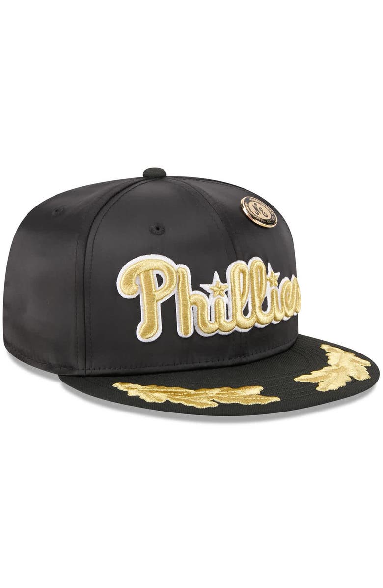 New Era Men's New Era  Black Philadelphia Phillies 2025 59FIFTY Day Gold Leaf 59FIFTY Fitted Hat, Alternate, color, Black