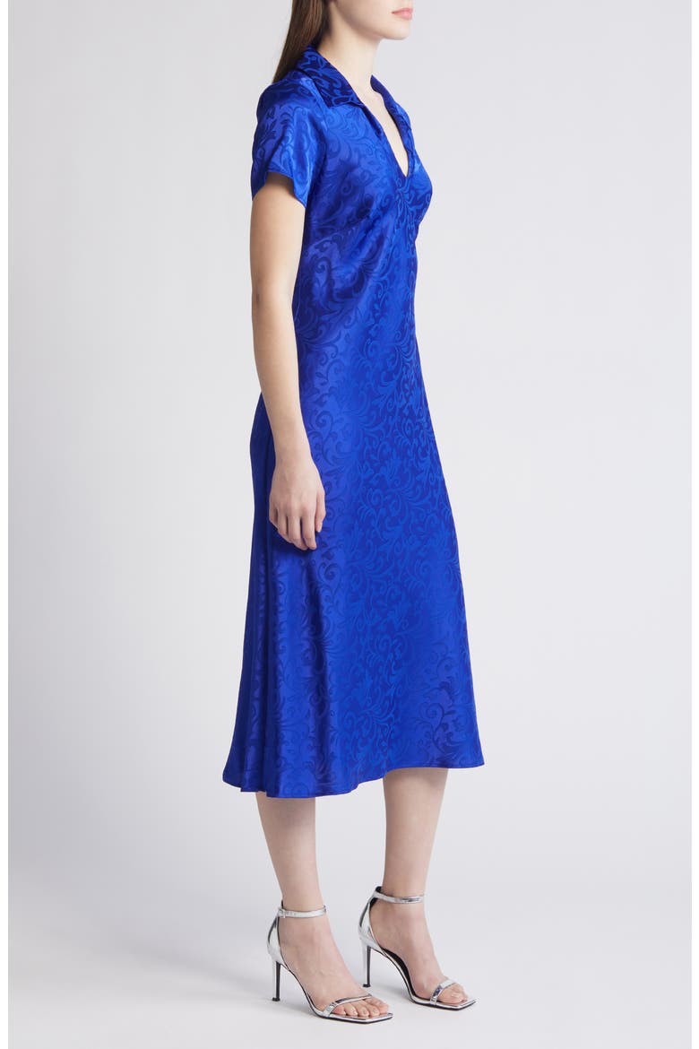 Jacquard A-Line Midi Dress, Alternate, color, DEEP COBALT