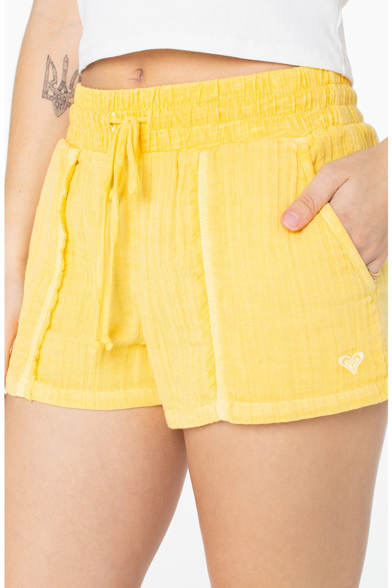 Malina Cotton Gauze Drawstring Shorts, Alternate, color, MIMOSA SOLID