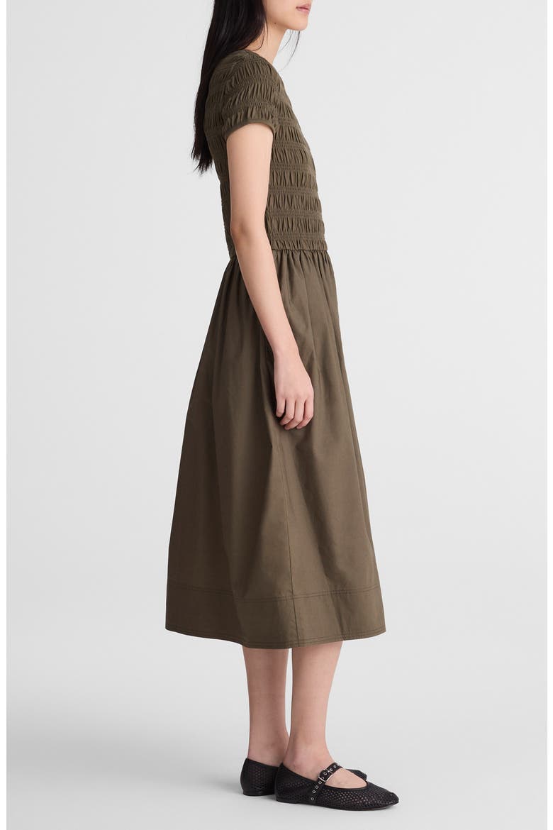 Smocked Boatneck Midi Dress, Alternate, color, FADED IVY