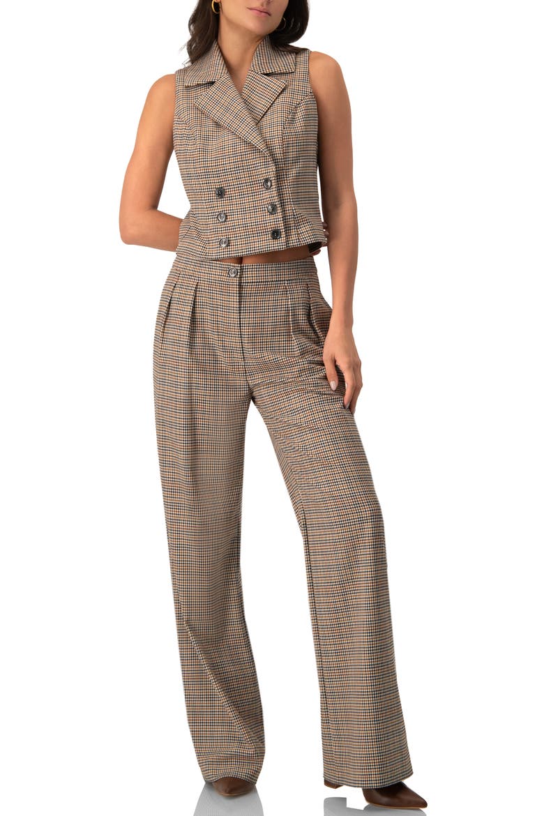 Straight Pleated Patterned Trousers, Alternate, color, Multicolor