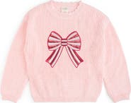 Sweet Wink Candy Cane Sequin Bow Patch Christmas Women's Sweater