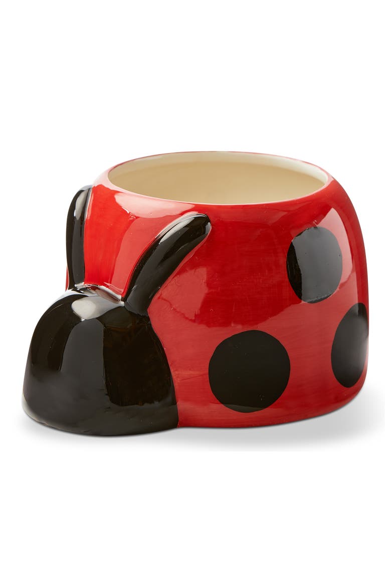 Ladybug 4" Planter Red Multi Earthenware Spring, Main, color, Red