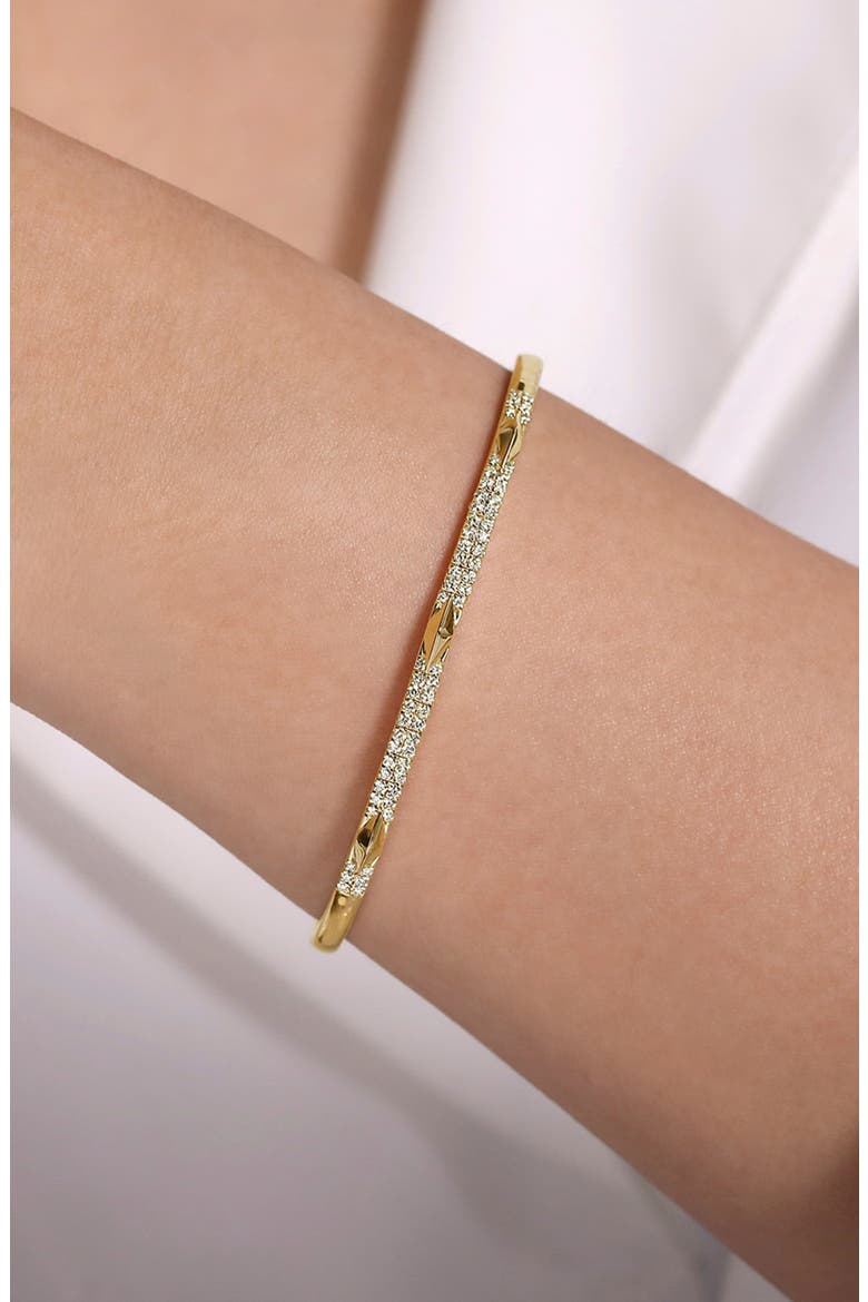 14K Gold Diamond Bangle, Alternate, color, 14K YELLOW GOLD