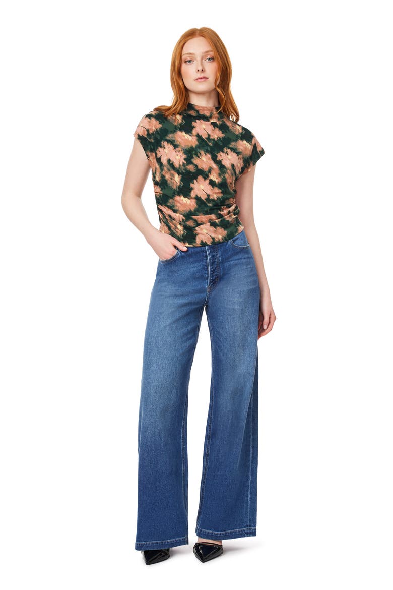 Floral Dolman Funnel Neck Knit Top, Alternate, color, SCARAB BLURRED FLORAL