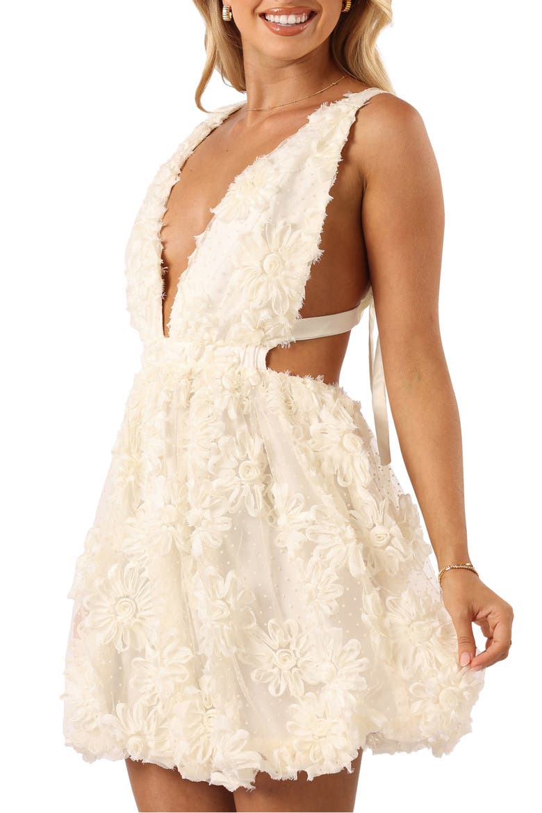 Atti Floral Appliqué Minidress, Alternate, color, CREAM