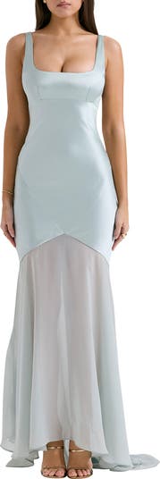 Vittoria Paneled Satin & Chiffon Gown