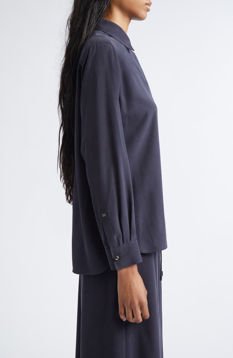 Max Mara Silk Crêpe de Chine Button-Up Shirt, Alternate, color, Ultramarine