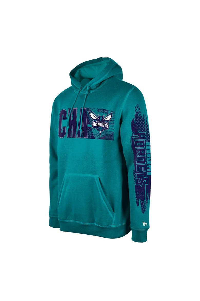 Men's New Era Charlotte Hornets Teal Tip-Off Collection Pullover Hoodie, Alternate, color, Teal