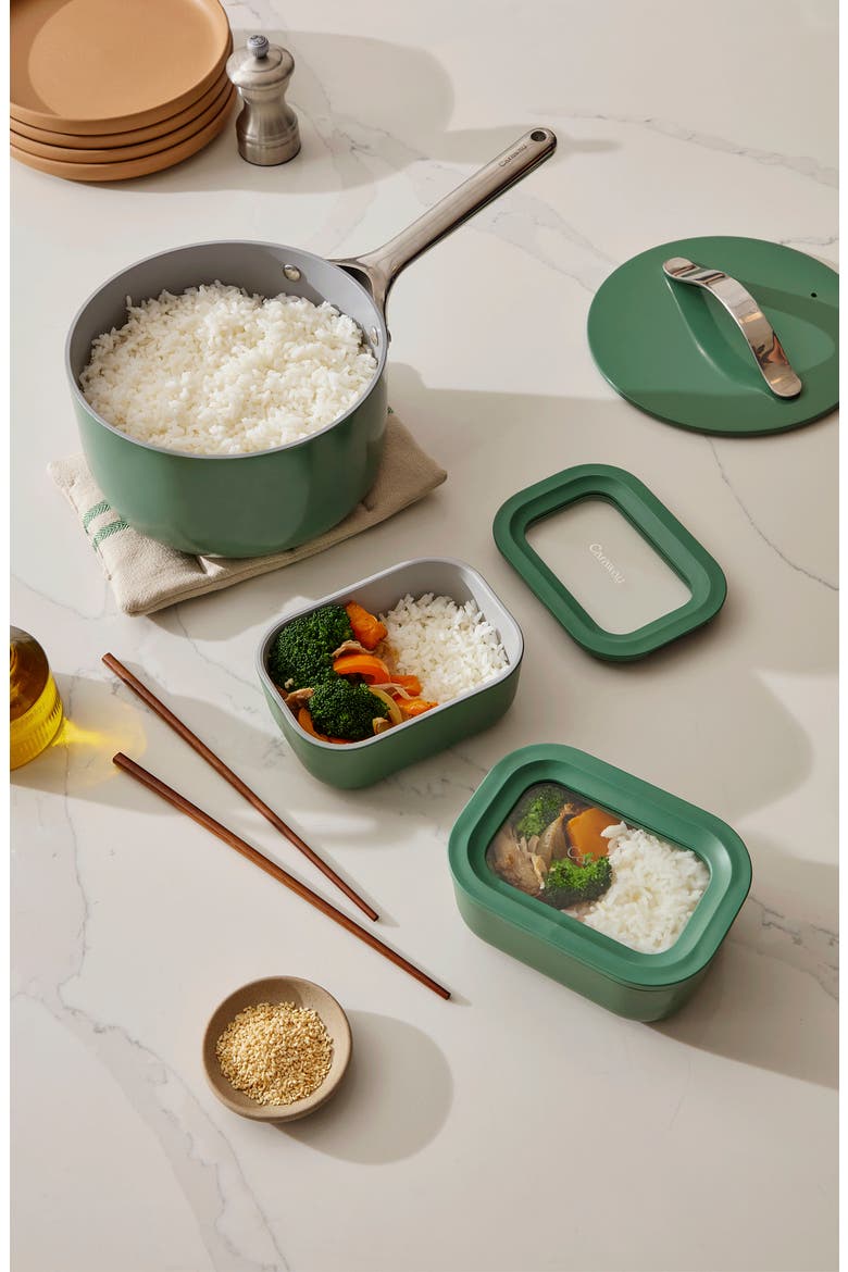 Mini Rectangle Glass Food Storage Container, Alternate, color, MIST