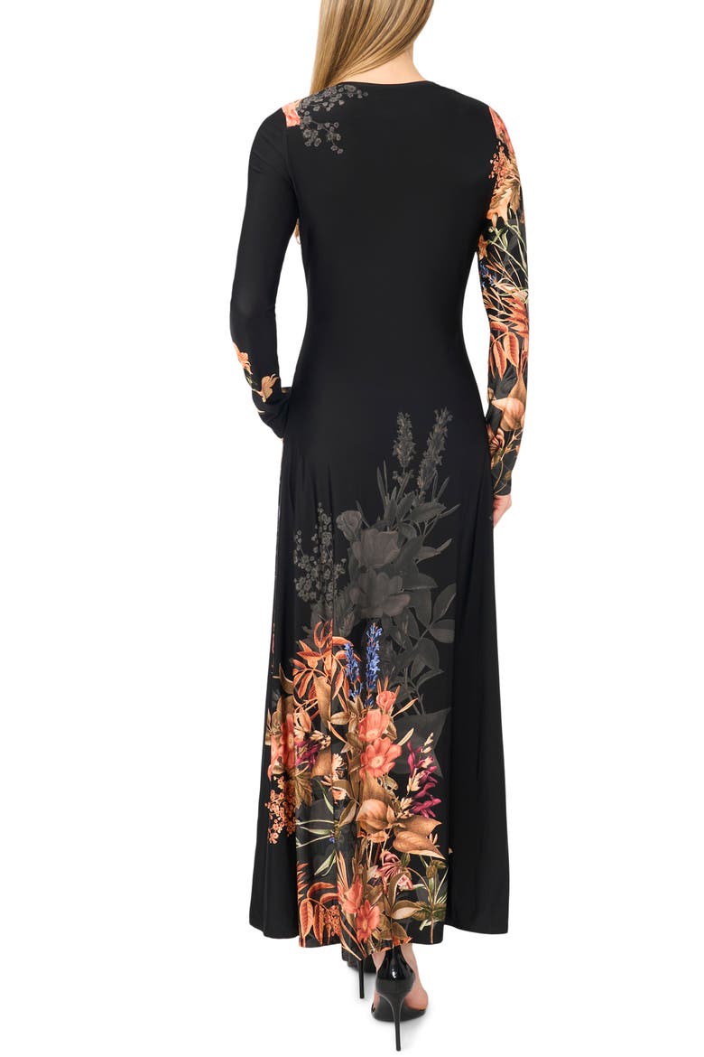 Millie Floral Jersey Maxi Dress, Alternate, color, RICH BLACK