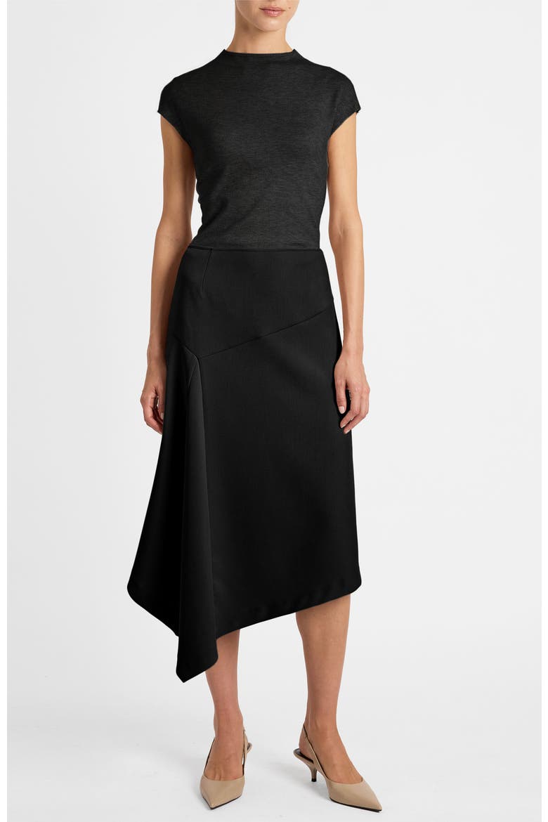 Myna Asymmetrical Midi-Length Skirt, Alternate, color, Onyx