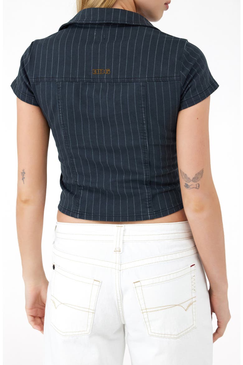 Polly Pinstripe Denim Snap-Up Shirt, Alternate, color, BLACK