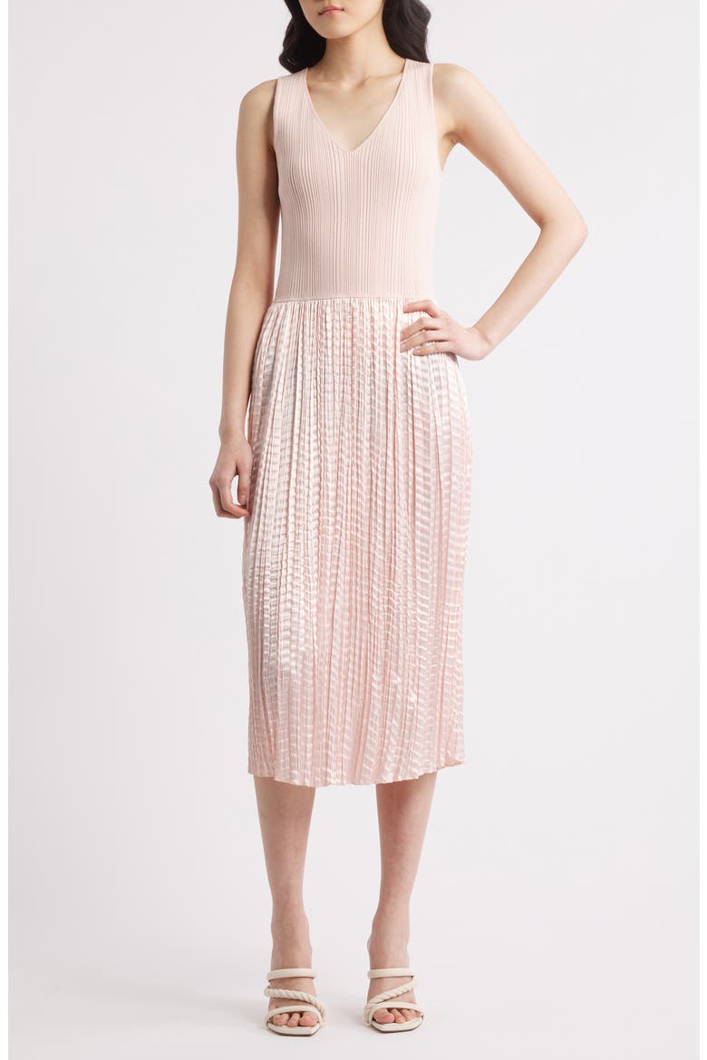 Fernani Mixed Media Dress, Main, color, CRYSTAL PINK