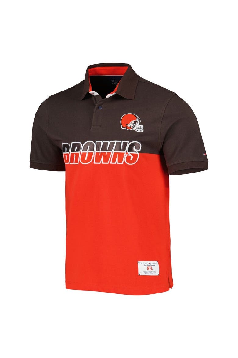 Men's Tommy Hilfiger Orange/Brown Cleveland Browns Color Block Polo, Alternate, color, Orange
